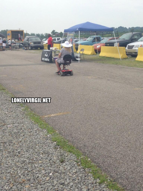 Found never looking lonelier at a Flea Market in Pennsylvania by @sweetfall on twitter, Virgil prepares to hurl himself in front of this unsuspecting woman&rsquo;s moto-scooter. ÿFor 15 dollas.