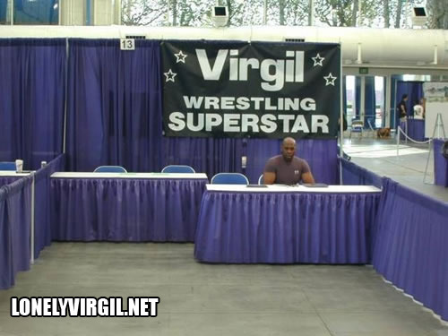 This is the photo that started it all, Virgil #Lonely several years ago at the San Diego Comic Con. It has become a sensation, and the subject of a very famous YTMND page. Much more famous than Virgil.